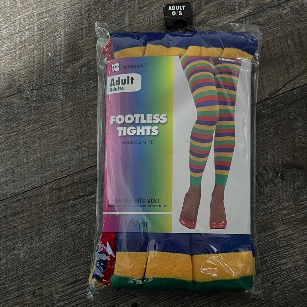 NWT Amscan Multicolor Striped Footless Tights